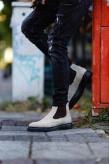 "Onyx" Beige Suede Chelsea Boot