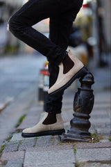 "Onyx" Beige Suede Chelsea Boot
