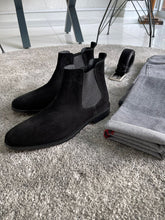 "Raven" Black Suede Chelsea Boot
