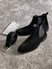 "Raven" Black Suede Chelsea Boot