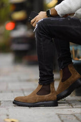 "Onyx" Dark tan Suede Chelsea Boot