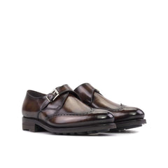 Rustic Brown Leather Monk Strap Shoe