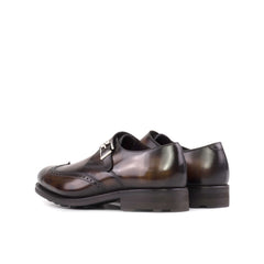 Rustic Brown Leather Monk Strap Shoe
