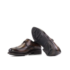 Rustic Brown Leather Monk Strap Shoe