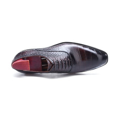 Burgundy Croc Men's Oxford Shoes