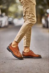 Tan Wingtip Lace-Up Oxfords