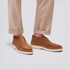 Men’s Tan Suede Moc-Toe Desert Handmade Boots For Men