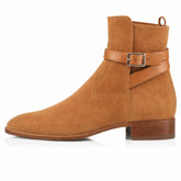 Men's Tan Suede Ankle Boots with Tan Leather Strap – Modern Chelsea Style