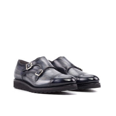 Sleek Gray Double Buckle Shoes