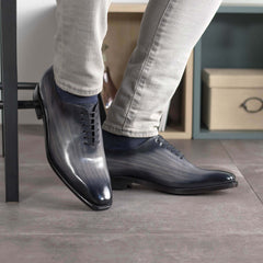 Sleek Gray Leather Dress Shoe