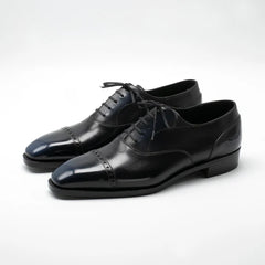 Classic Cap Toe Oxford – Midnight Blue Hand-Patina