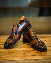 Brown Cap Toe Oxford Leather Shoes – Handmade, Formal & Elegant