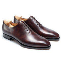Victor Luxe: Polished Wholecut Oxford Brown Leather Formal Shoes for Men