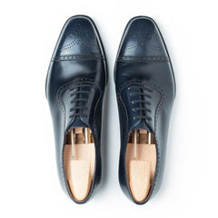 Orion Noble: Navy Blue Leather Full Brogue Shoes
