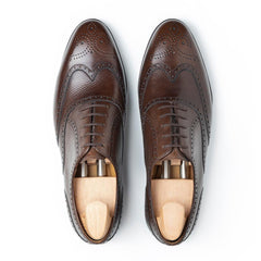 Aurelius Prime: Handcrafted Wingtip Brogue Oxford Brown Leather Formal Shoes