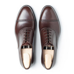 Damian Elite: Handcrafted Wingtip Oxford Brown Leather Formal Shoes