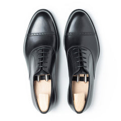 Caspian Prestige: Premium Oxford Black Leather Formal Shoes – Full Brogue Pattern