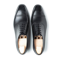 Lucian Prestige: Elegant Oxford Black Leather Formal Shoes – Full Brogue Edition