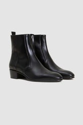 Modesh Rigal Black Leather Side-Zip Ankle Boots
