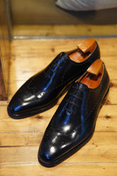 Sleek Black Brogue Dress Shoes