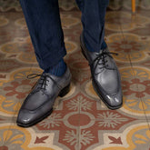 Moc Toe Derby – Slate Grey with Raised Stitch Detailing