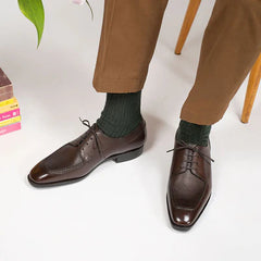 Moc Toe Derby – Chestnut Brown with Hand-Stitched Detailing