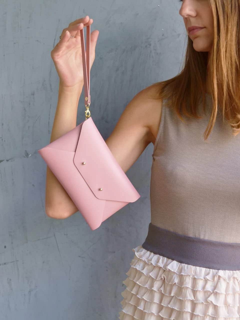 Faux leather Nude Pink Envelope Evening clutch – Modesh Rigal