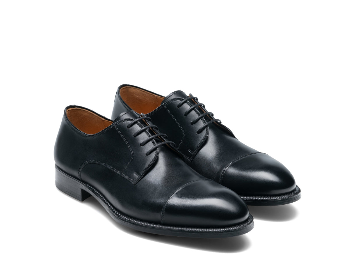 Black Leather Rafael Cap Toe Lace-Up Oxford Shoes