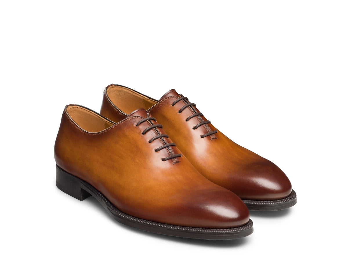 Tan Leather Victor Plain Toe Lace-Up Oxford Shoes