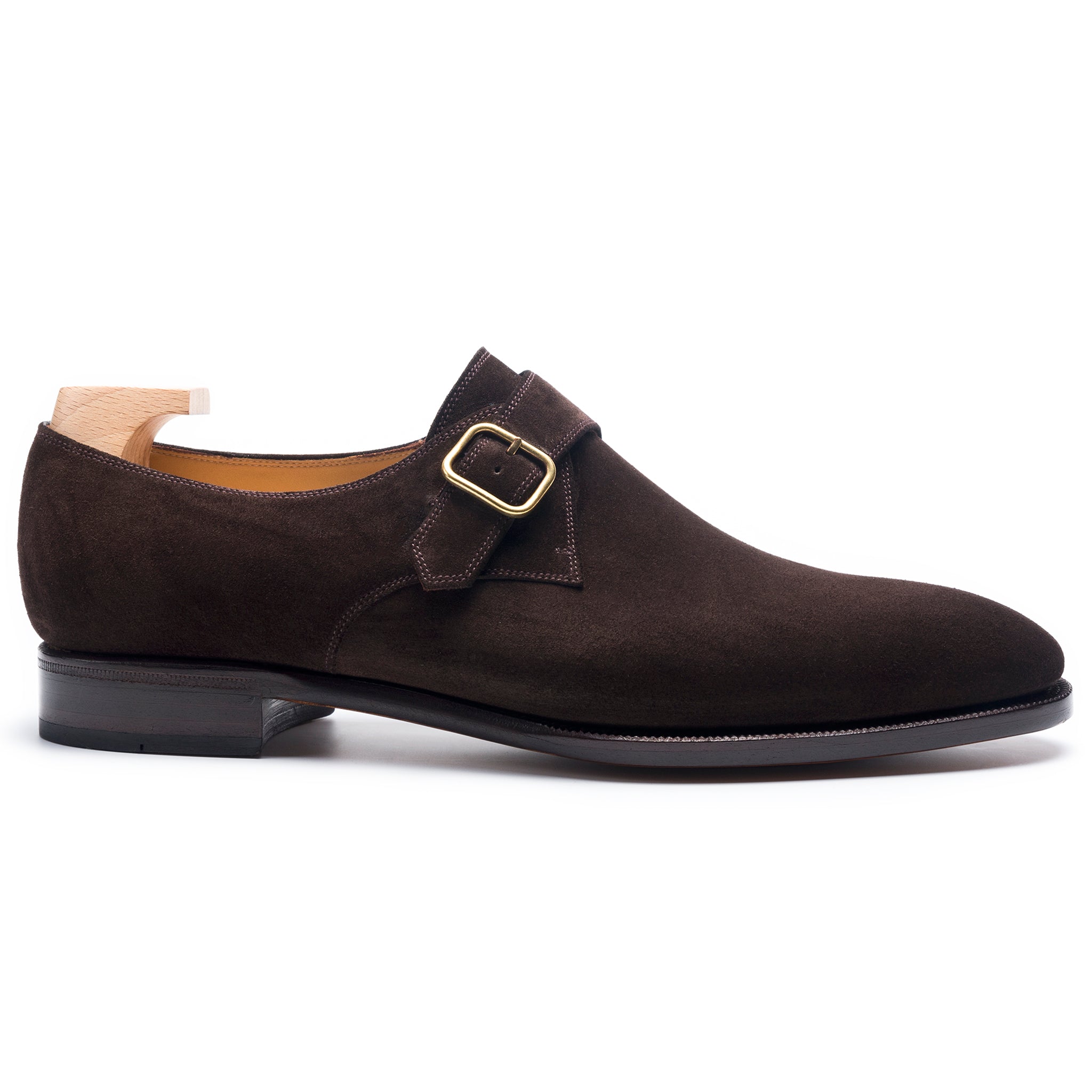 Brown Suede Double Monk Strap Shoes for Men – Handmade Luxury Footwear