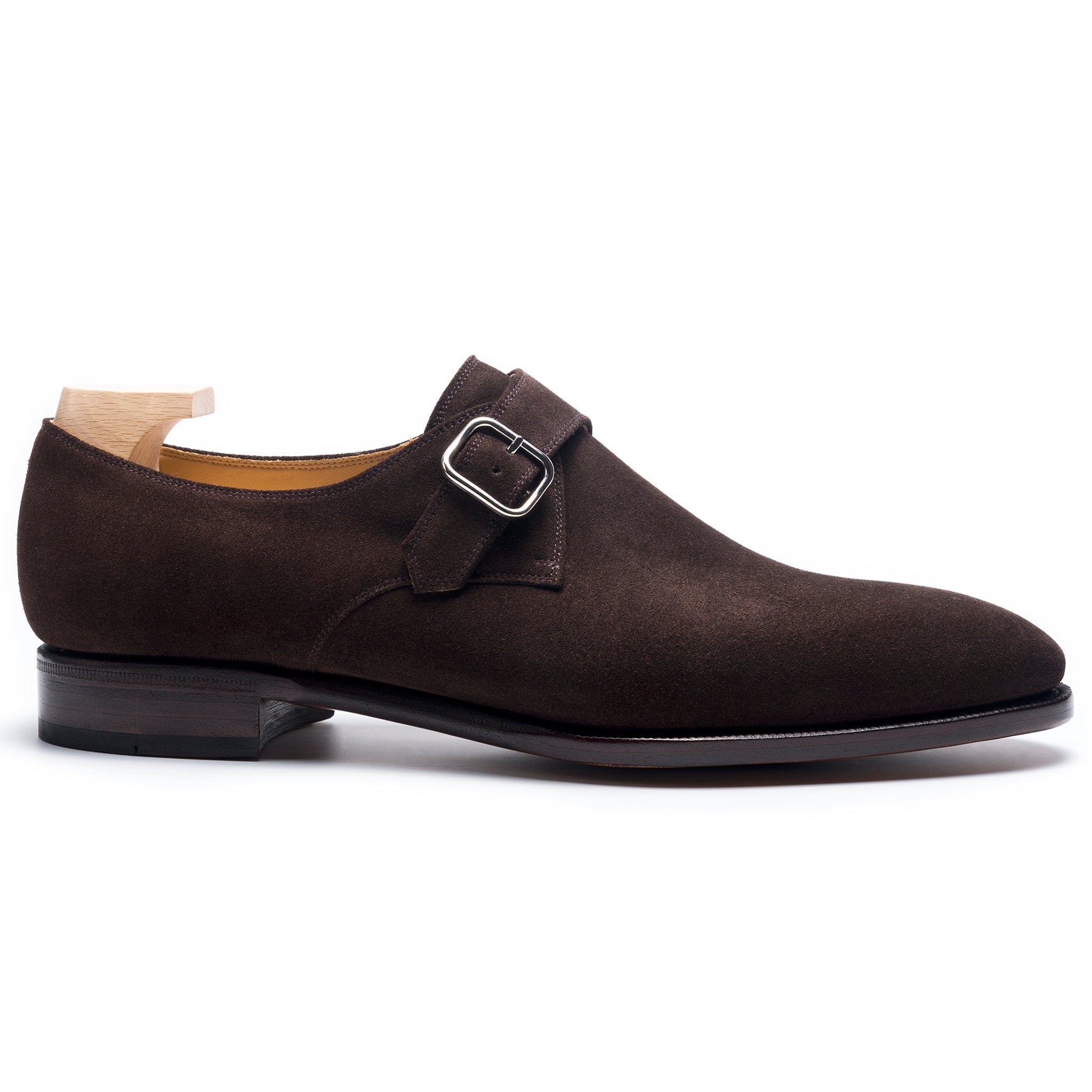 Brown Suede Double Monk Strap Shoes for Men – Handmade Luxury Footwear