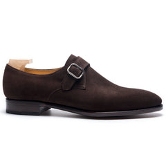 Brown Suede Double Monk Strap Shoes for Men – Handmade Luxury Footwear