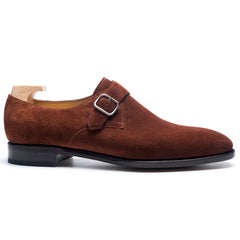 Brown Suede Double Monk Strap Shoes for Men – Handmade Luxury Footwear