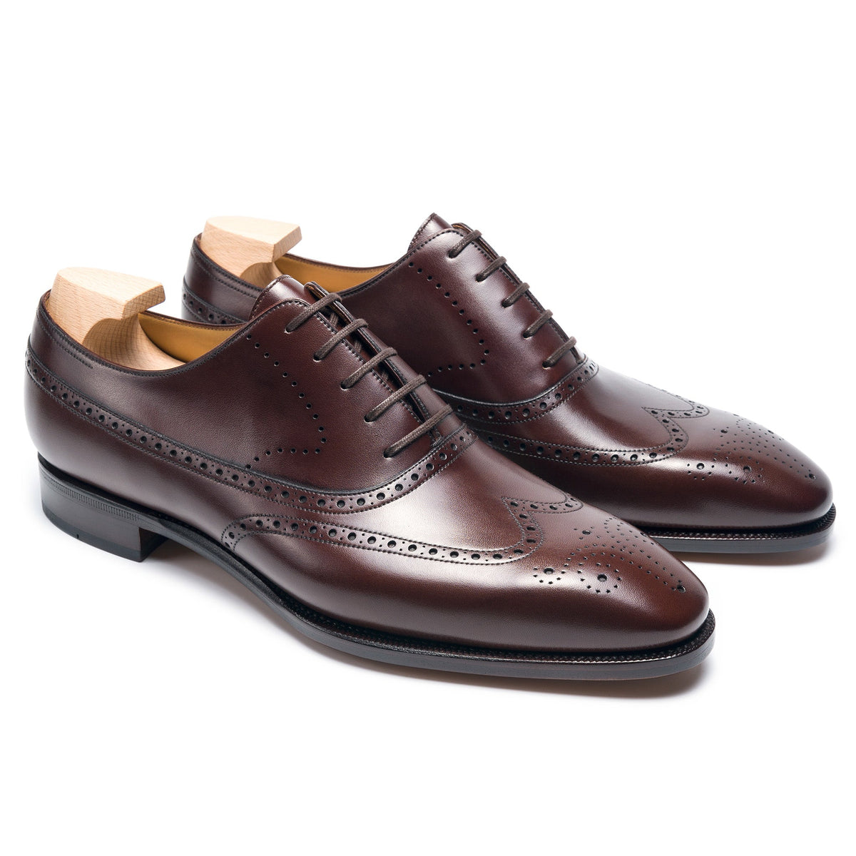 Leonardo Luxe: Polished Brown Brogue with Perforated Detailing