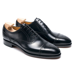 Lorenzo Monarch: Polished Oxford Brown Leather Formal Shoes with Brogue Design