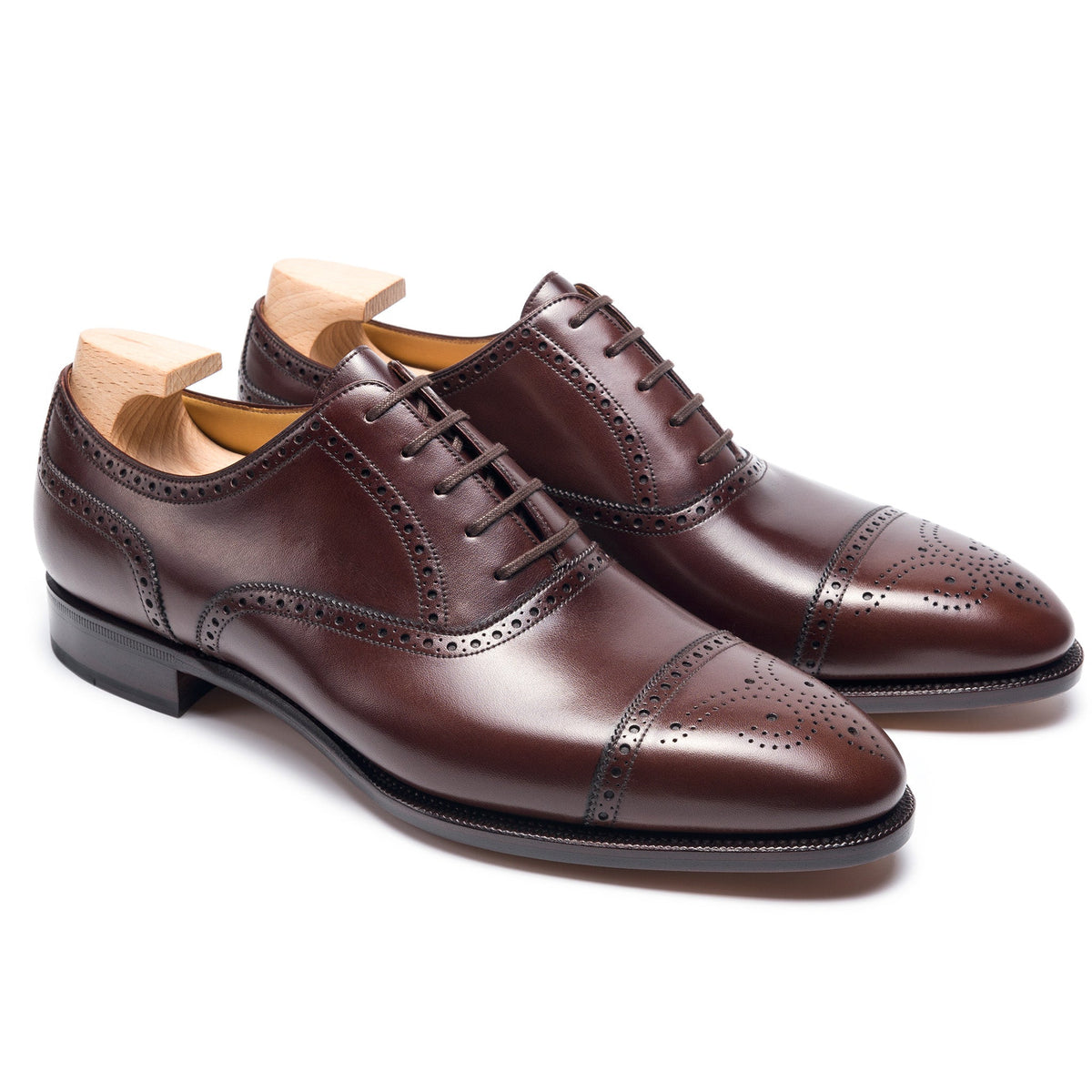Lucian Prestige: Elegant Oxford Brown Leather Formal Shoes – Full Brogue Edition