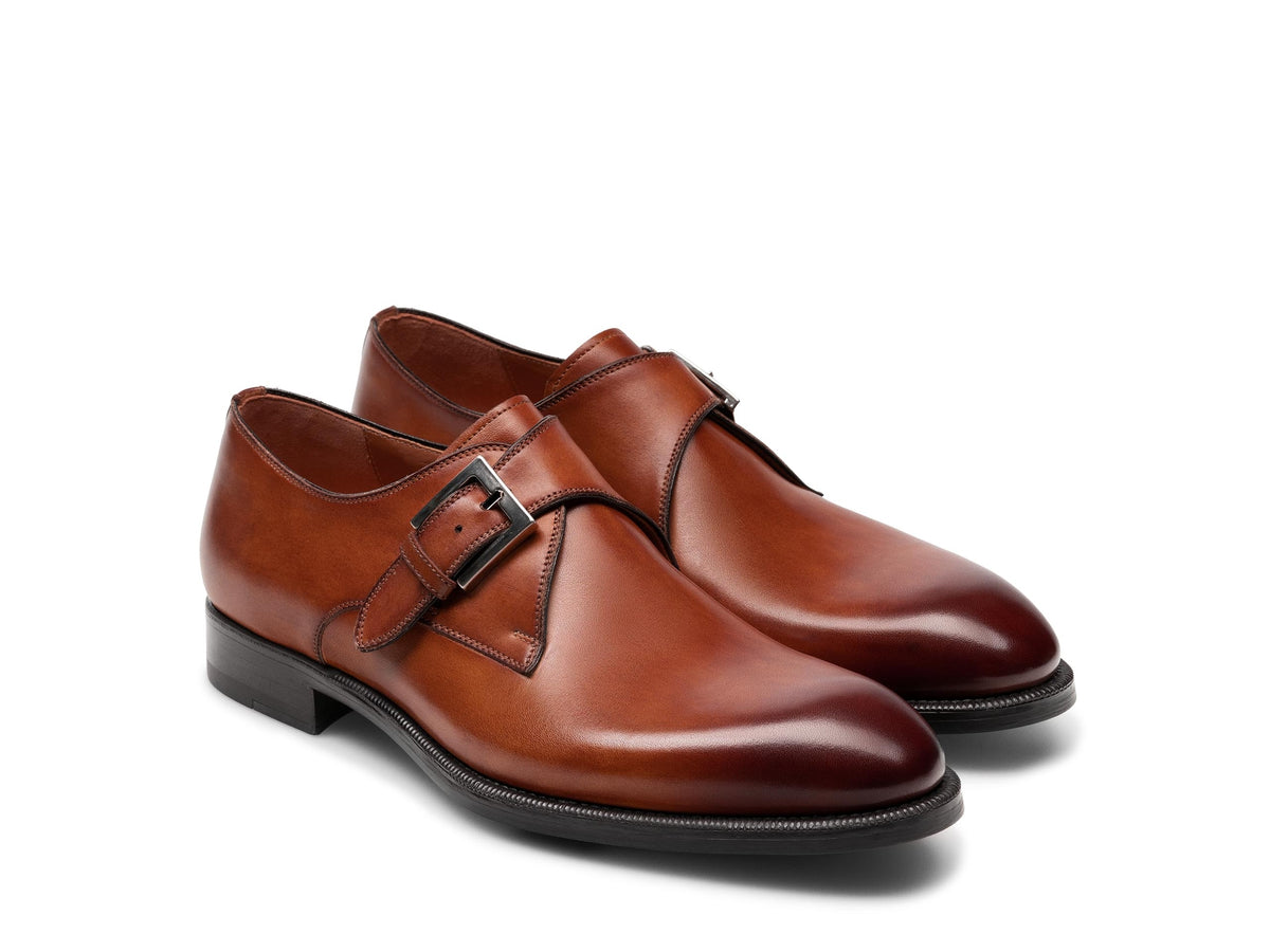 Brown Leather Matteo Single Monk Strap Dress Shoes