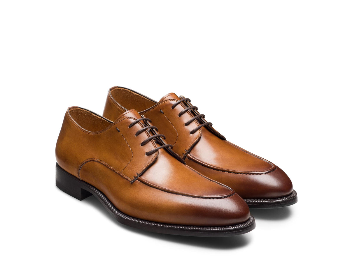 Brown Leather Alessandro Plain Toe Lace-Up Derby Shoes