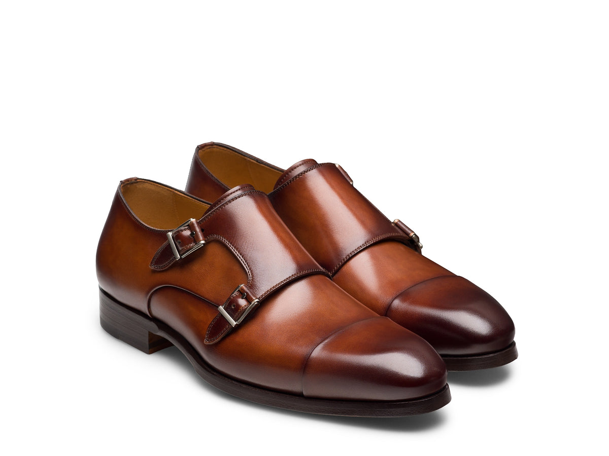 Brown Leather Matteo Double  Monk Strap Dress Shoes