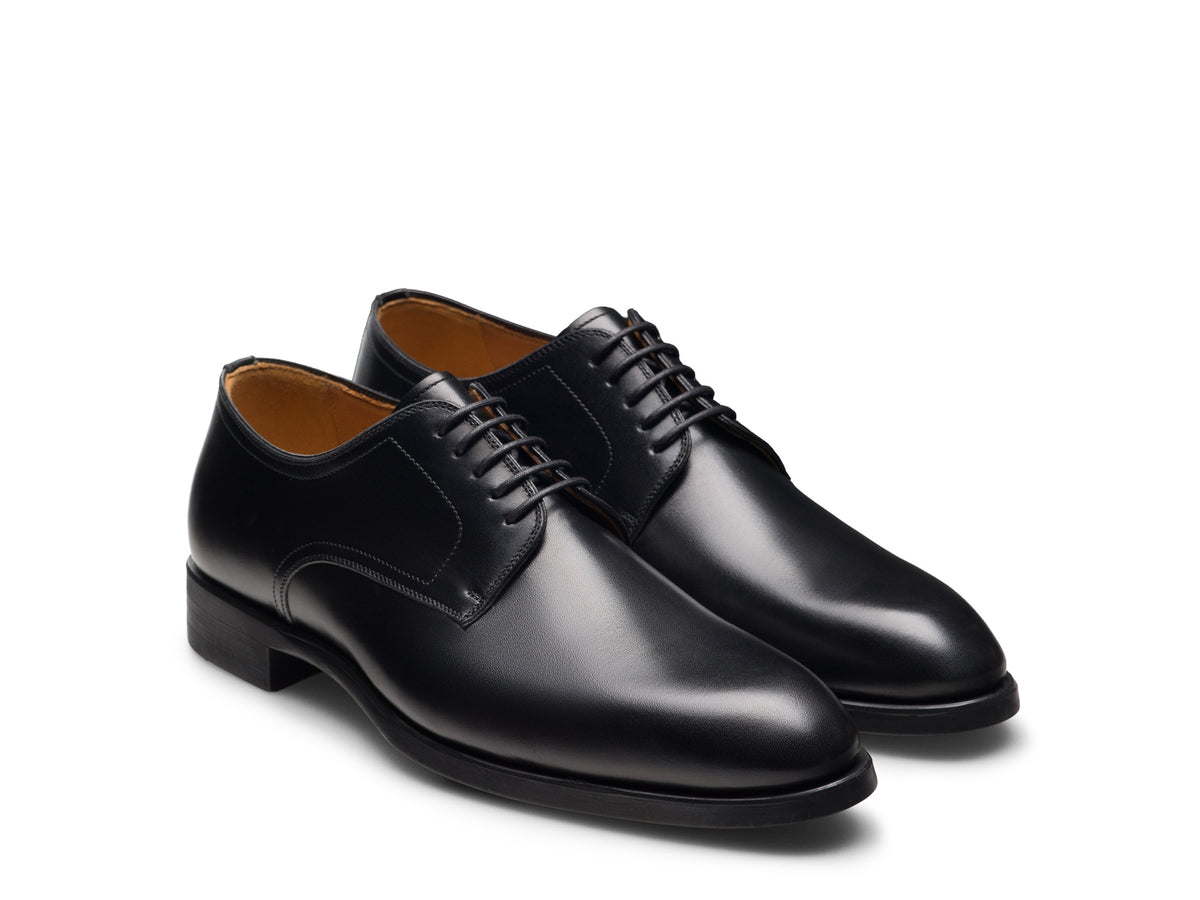 Black Leather Lorenzo Lace-Up Derby Shoes
