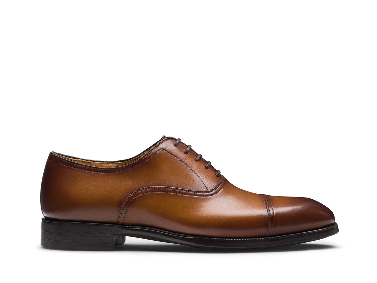 Brown Leather Rafael Cap Toe Lace-Up Oxford Shoes