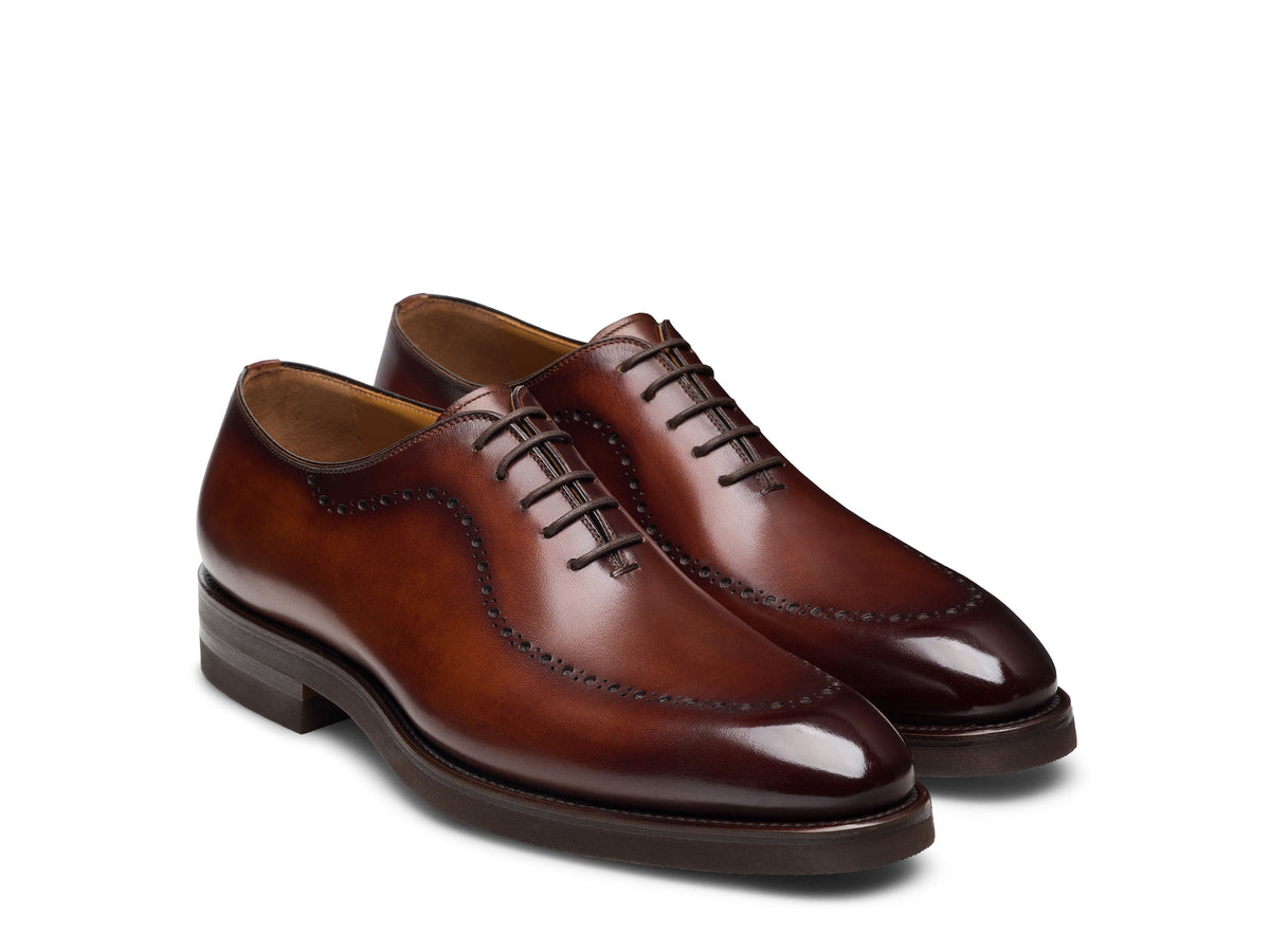 Brown Leather Sergio Brogue Wingtip Lace-Up Oxford Shoes
