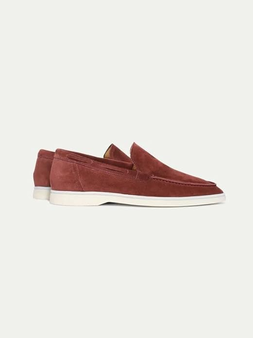 Elegant Maroon Suede Yatch loafer and a comfortable white sole.