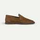 Elegant Dark Brown suede Yatch loafer and a comfortable white sole.