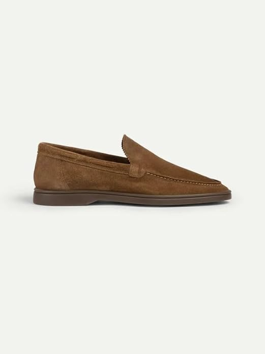 Elegant Dark Brown suede Yatch loafer and a comfortable white sole.