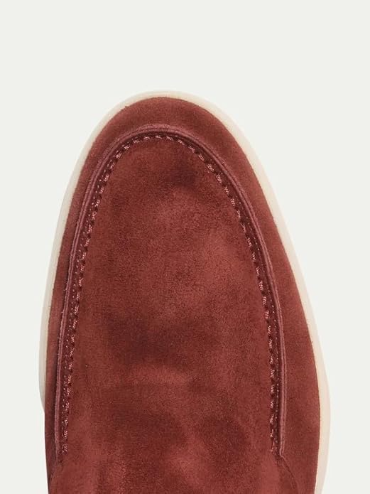 Elegant Maroon Suede Yatch loafer and a comfortable white sole.