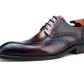 Elegant Brown Leather Wingtip Oxford Shoes with Wooden Shoe Trees For Men