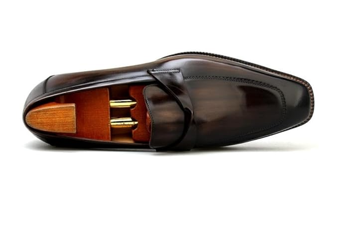 Luxury Brown Leather Loafer with Wooden Shoe Tree for Men