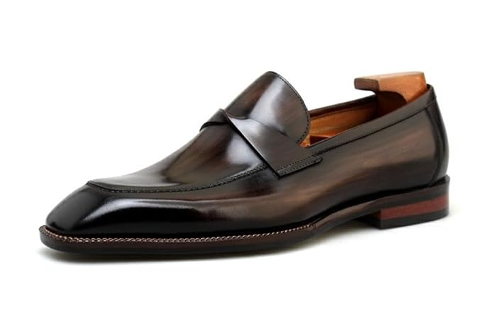 Luxury Brown Leather Loafer with Wooden Shoe Tree for Men