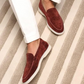 Elegant Maroon Suede Yatch loafer and a comfortable white sole.